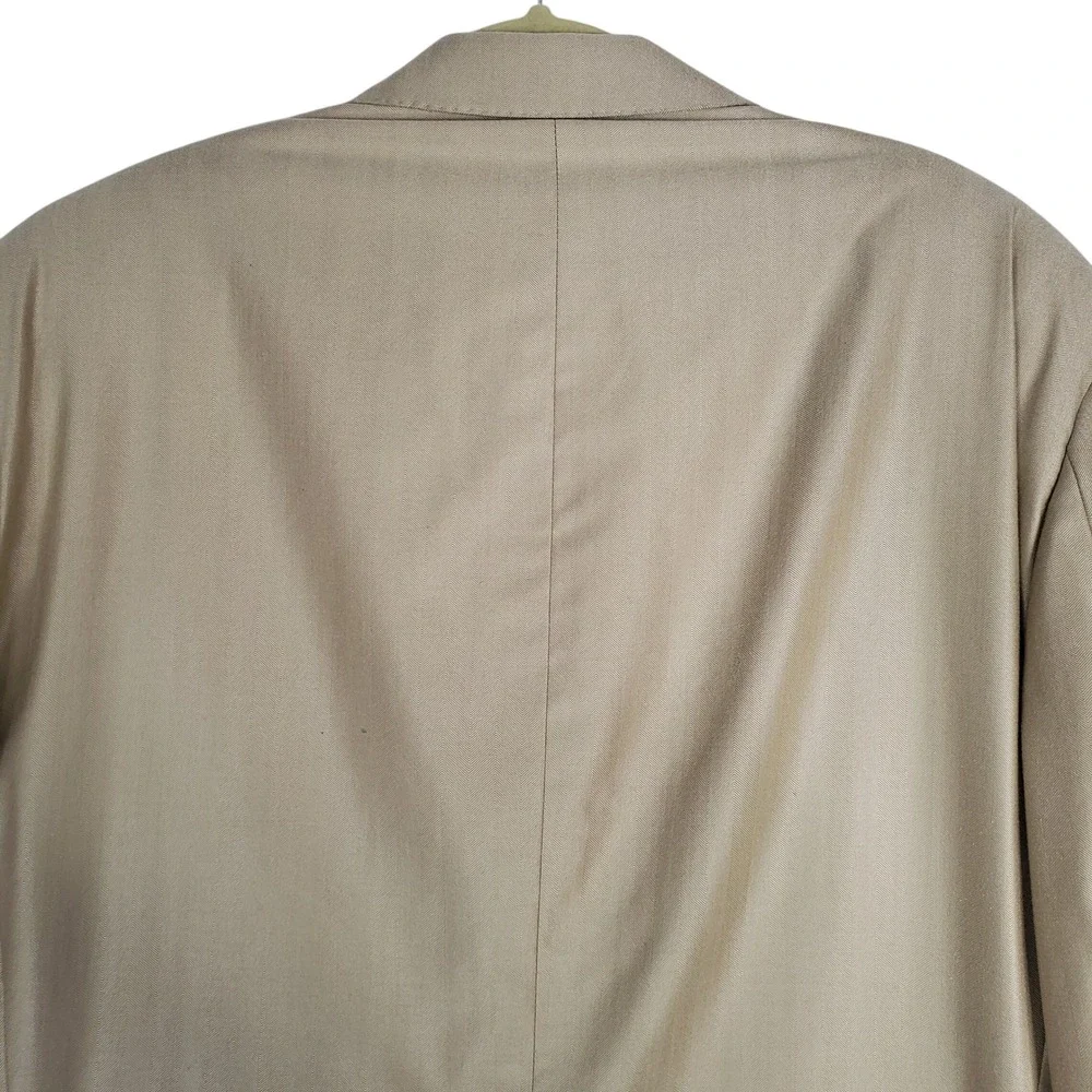 Sean John 43R 37R Gold Beige Silk Wool Two-Piece Suit Blazer Pants Career Formal